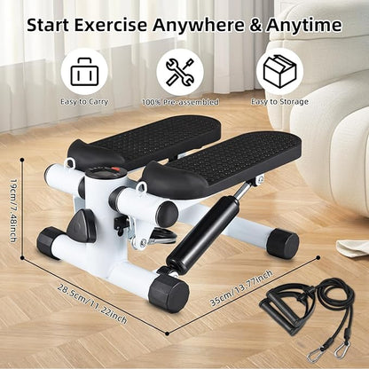 Lixada Stair Stepper for Exercises, Mini Stepper with Resistance Band & LCD Monitor, Gym Fitness Stair Stepping Exercise Equipment Stepper Machine for Home Workout, Legs Arm Full Body Training