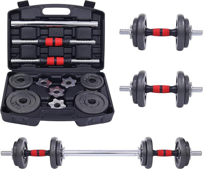 Nice C Adjustable Dumbbells, Barbell Weight Set, Dumbbell Set, Weights Adjustable 22/33/44/66/105 Lbs Home Gym 2 in 1, Anti-Slip Handle, All-Purpose, Office, Fitness