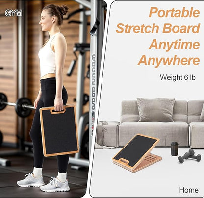 StrongTek Portable Wooden Slant Board for Calf Stretching, Adjustable Calf Stretcher with Non-Slip Surface, 4 Angle Settings for Effective Leg and Ankle Stretching, 350 LBS Capacity