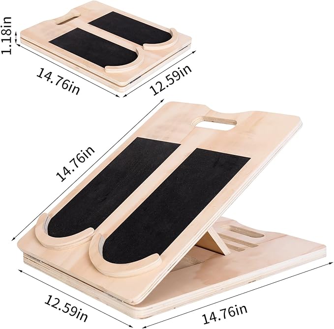 Wooden Slant Board for Calf Stretching | Adjustable Incline Balance Board & Calf Stretcher | Physical Therapy Equipment for Knees Ankle Heel Feet Leg, Natural