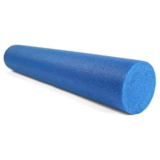 CanDo Blue PE Foam Rollers for Fitness, Exercise Muscle Restoration, Massage Therapy, Sport Recovery and Physical Therapy for Homes, Clinics, and Gyms 6" x 36" Round