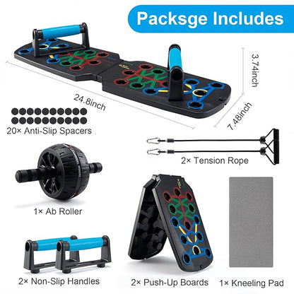 Push Up Board Portable Pushup Board Workout Equipment Multi-Function Foldable 28 In 1 Push Up Bar Fitness Equipment Power Press Push Up Board Floor Pushup Handles Strength Training Equipment Men Women