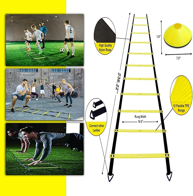 Agility Ladder Speed Agility Training Equipment 1 Agility 20ft,4 Hurdles,Training