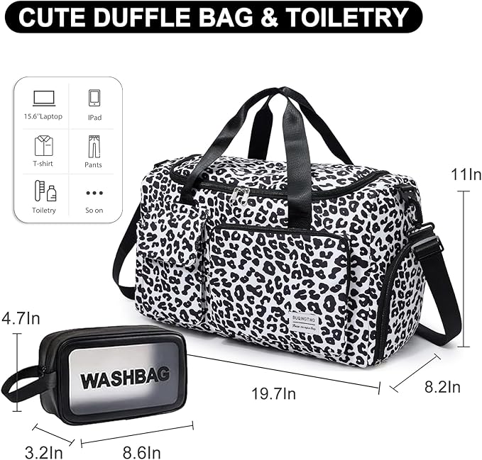 Small Gym Bag for Women, Travel Duffle Bag Carry On Weekender Bag with Shoe Compartment