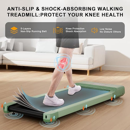 Smart Walking Pad, 2-in-1 Under Desk Treadmill for Home Office, Portable Walking/Jogging Machine with App & Remote Control, Fitness Data Recording