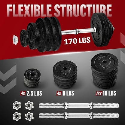 Yes4All Adjustable Dumbbell Set with Weight Plates, Star Lock Collars/Connector, 40lbs to 200lbs Adjustable Weight Plates Set