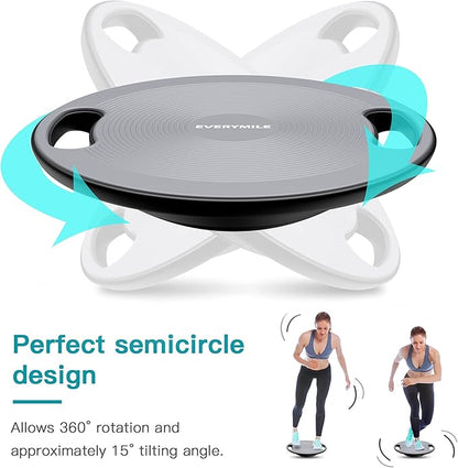 EVERYMILE Wobble Balance Board, Exercise Balance Stability Trainer Portable Balance Board with Handle for Workout Core Trainer Physical Therapy & Gym 15.7" Diameter No-Skid Surface