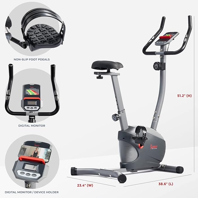 Sunny Health & Fitness Elite Interactive Performance Series Stationary Exercise Upright Bike with Optional Exclusive SunnyFit® App Enhanced Connectivity