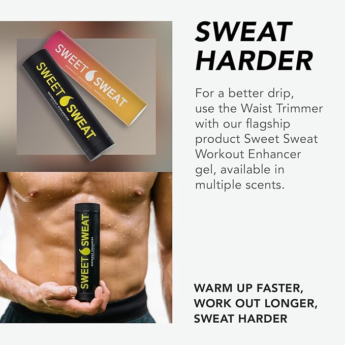 Sweet Sweat Waist Trimmer for Women and Men - Sweat Band Waist Trainer for High-Intensity Training & Workouts