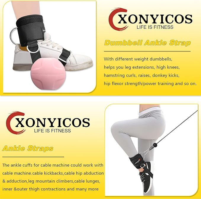 Adjustable Ankle Weights Straps for Cable Machine,Dumbbell Attachment for Feet - Leg Curl Kickbacks and Extensions - Pesas para Tobillos for Men and Women