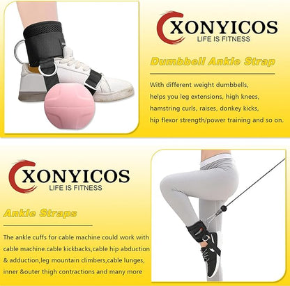 Adjustable Ankle Weights Straps for Cable Machine,Dumbbell Attachment for Feet - Leg Curl Kickbacks and Extensions - Pesas para Tobillos for Men and Women