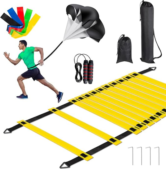 Soccer Training Equipment Set 20 Feet 12 Rungs 5 Resistance