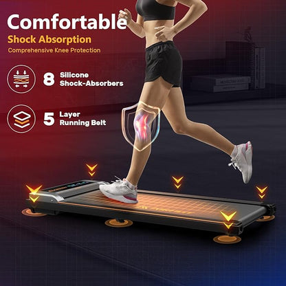 Walking Pad Treadmill, 2.5HP Under Desk Treadmill with Remote Control & LED Display, Quiet Desk Treadmill for Compact Space, Portable Treadmill for Home Office Use