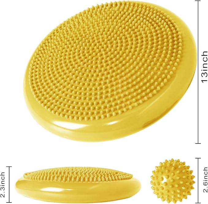 Wobble Cushion, Balance Disc, Wiggle Seat, Balance Pads for Physical Therapy, Stability Disc, Wobble Board for Dogs, Office, Sensory Kids, Classroom With Spiky Massage Ball