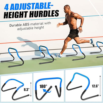 Agility Speed Training Equipment Set - 20ft Speed Ladder 12 Cones, 4 Adjustable 3 Resistance