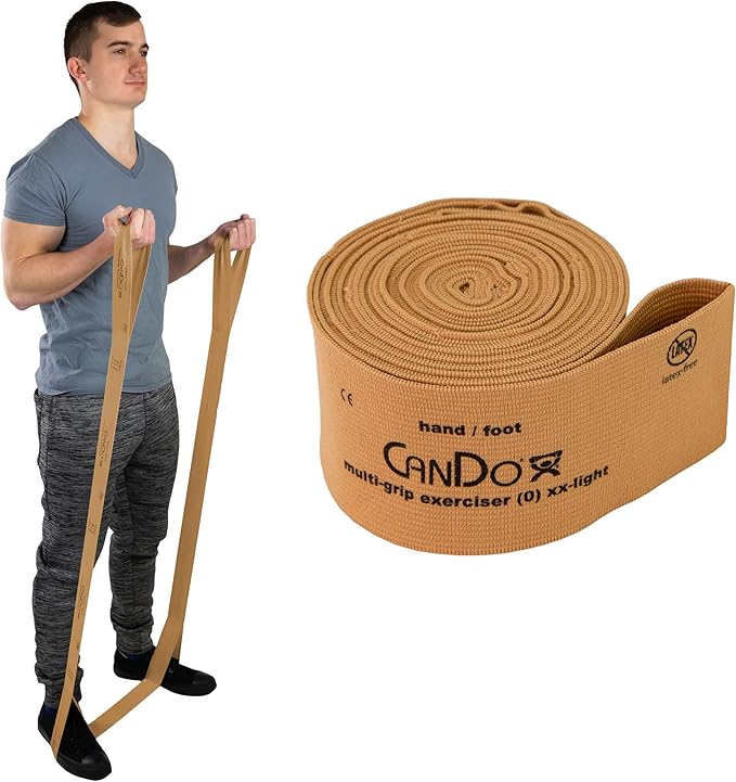 CanDo Multi-Grip 6 Foot Exercise Resistance Band with Hand/Foot Loops for Total Body Workouts, Training, Rehab, Stretching and Therapy