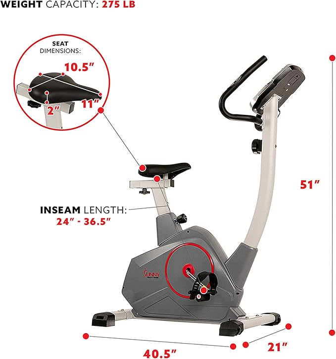 Sunny Health & Fitness Elite Interactive Performance Series Stationary Exercise Upright Bike with Optional Exclusive SunnyFit® App Enhanced Connectivity