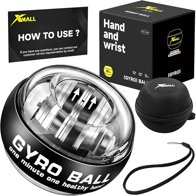 XMALL Wrist Power Gyro Ball, Hand Forearm Strengthener, Wrist Trainer, Auto-Start Colorful Lighting