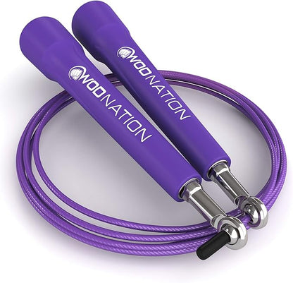 WOD Nation Adjustable Speed Jump Rope For Men, Women & Children - Blazing Fast Fitness Skipping Rope Perfect for Boxing, MMA, Endurance