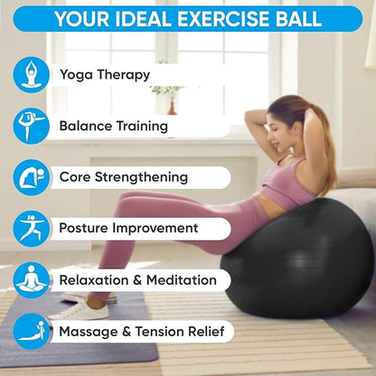 APEXUP Yoga Ball Exercise Ball, Pilates Ball, Anti Slip Stability Ball, Heavy Duty Gym Ball for Fitness, Balance, Core Workout, Physical Therapy