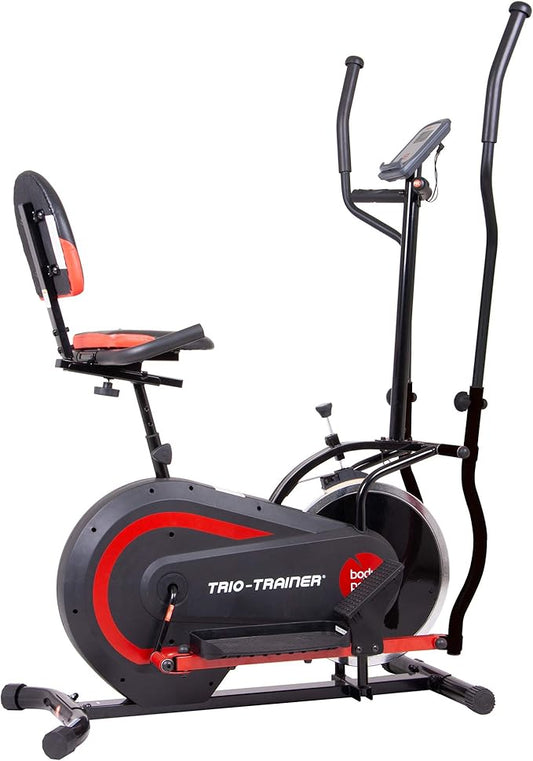 [BODY POWER] - 2nd Gen, PATENTED 3 in 1 Exercise Machine, Elliptical with Seat Back Cushion, Upright Cycling, and Reclined Bike Modes - Digital Computer Targets Different Body Parts, BRT5118