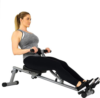 Sunny Health & Fitness Compact Adjustable Rowing Machine with 12 Levels of Complete Body Workout Resistance and Optional SunnyFit App Enhanced Connectivity