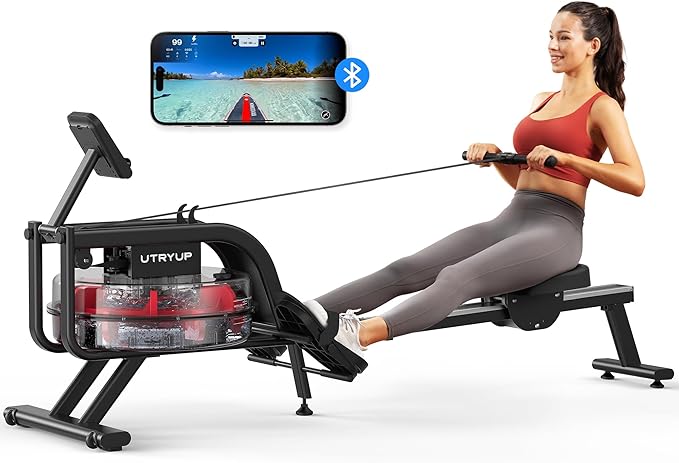 Magnetic Rowing Machines for Home, Compact and Saves Space - Vertical/Folding Storage, 350 LB Weight Capacity with Bluetooth App Supported, Tablet Holder and Comfortable Seat Cushion