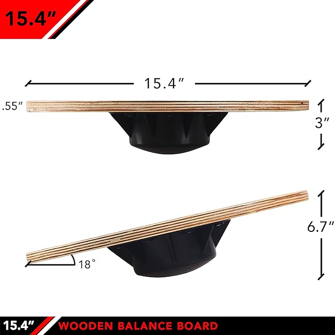 JFIT Balance Board, 15.4” – 360° Rotation, for Balance, Coordination, Posture - Large, Wooden Wobble Boards with 18° Tilting Angle for Workouts - Premium Core Trainer Equipment