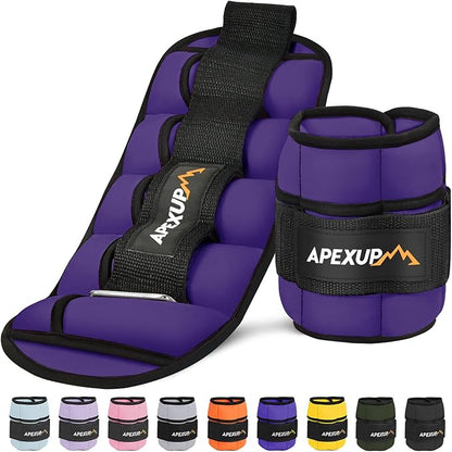 APEXUP 10lbs/Pair Adjustable Ankle Weights for Women and Men, Modularized Leg Weight Straps for Yoga, Walking, Running, Aerobics, Gym