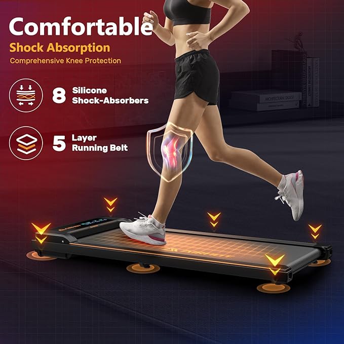 Walking Pad Treadmill, 2.5HP Under Desk Treadmill with Remote Control & LED Display, Quiet Desk Treadmill for Compact Space, Portable Treadmill for Home Office Use