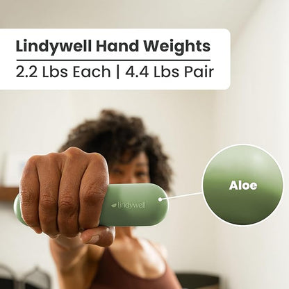 Lindywell Soft Grip Hand Weights, 2.2lb Set of 2 - Hand Weights For Women & Men, Fine-Toning, Pilates, Physical Therapy, Travel-Comfortable, Durable Fitness Equipment For Full-Body Workout & Strength