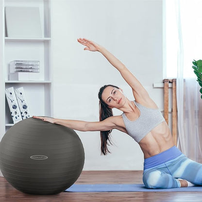 Anti-Burst and Slip Resistant Exercise Ball Yoga Ball Fitness Ball Birthing Ball with Quick Pump, 2,000-Pound Capacity, Multiple Colors and Sizes