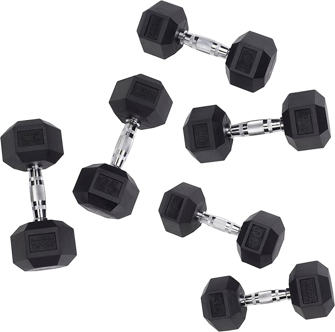 Body Solid 150 lbs. Rubber Hex Dumbbell Set