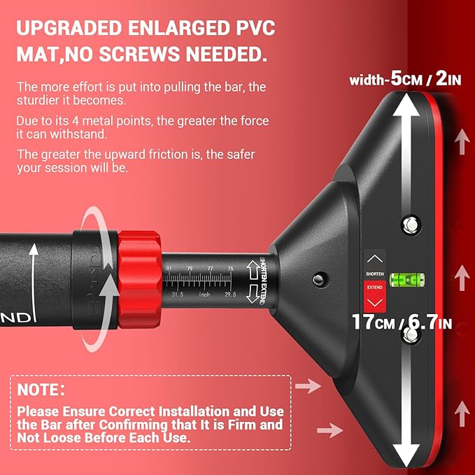 Sportneer Pull Up Bar: Strength Training Pull-up Bars without Screw - Adjustable Width Locking Mechanism Chin Up Bar, Thickened Steel Max Limit 440 lbs Upper Body Fitness Pullup Bars for Home