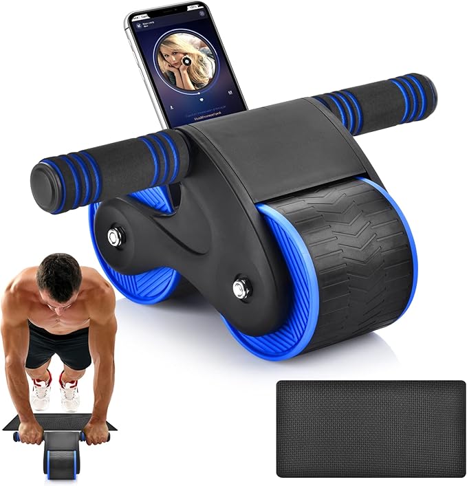 Smart Ab Roller - Automatic Rebound Abdominal Wheel with Knee Pads, Plank Ab Roller Wheel for Core Trainer, Automatic Rebound Assistance and Resistance Springs with Ergonomic Handle