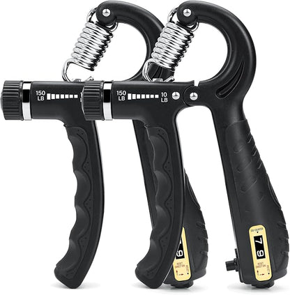 2 Pack Grip Strength Trainer, Adjustable Resistance 10-150 lbs Hand Gripper, Non-Slip Gripper, Hand Grip Strengthener for Muscle Building and Injury Recovery for Athletes