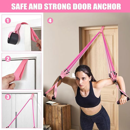 Resistance Bands, Exercise Bands with Handles for Working Out, Fitness Bands for Women, Workout Equipment Home Gym, Training Bands with Door Anchor, Legs Ankle Straps, Shape Body, Physical Therapy