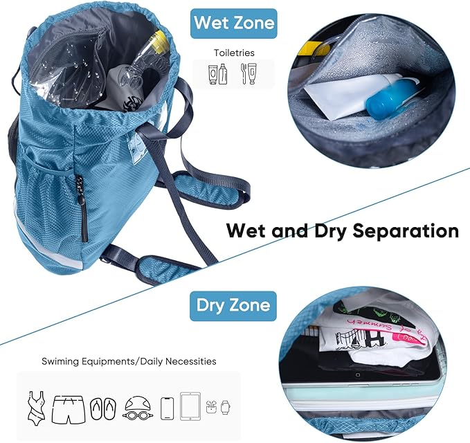 Swim Bag Beach Backpack Sports Drawstring Backpack - Gym Bag - Kids Swim Backpack Mens Beach Bag, Workout Bag