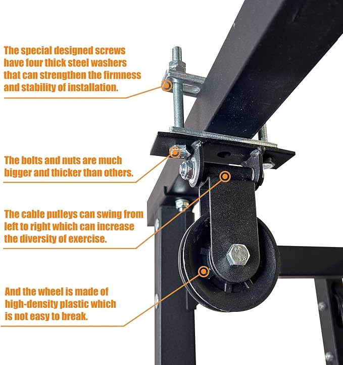 KORIKAHM Upgraded Cable Pulley System, LAT Pull Down Machine for Home Gym Equipment, Weight Pulley System for Cable Machine, LAT Pulley System for Strength Training Power Cages, Power Racks