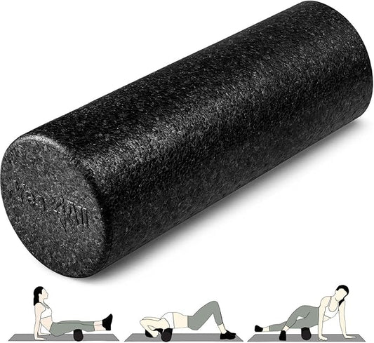 Yes4All High Density Foam Roller for Back, Variety of Sizes & Colors for Yoga, Pilates - Black - 18 Inches