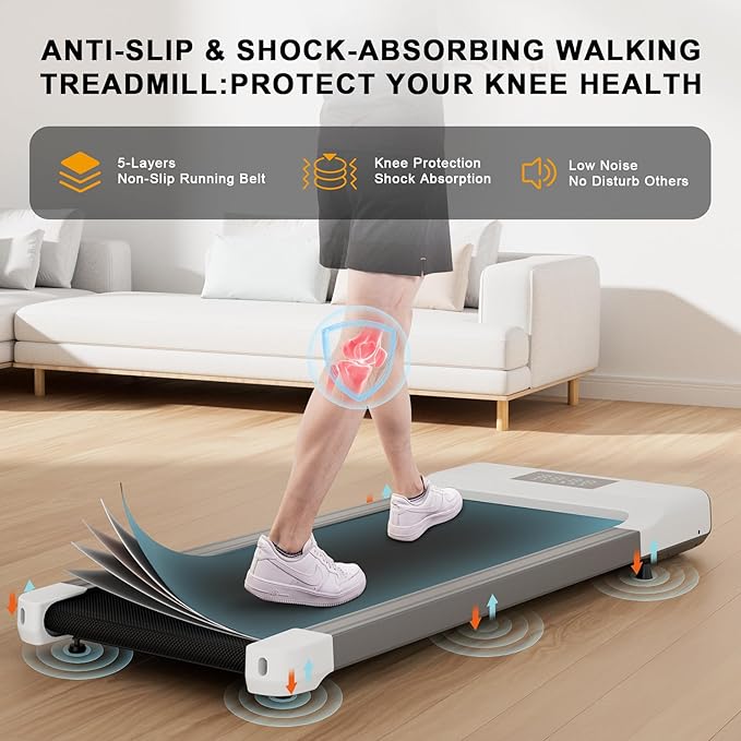 Smart Walking Pad, 2-in-1 Under Desk Treadmill for Home Office, Portable Walking/Jogging Machine with App & Remote Control, Fitness Data Recording