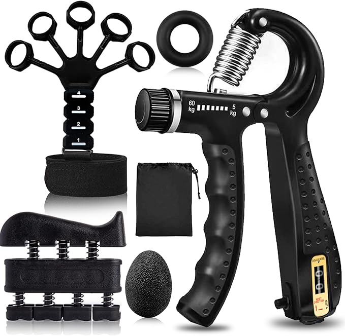 Grip Trainers, Including Forearm Strengtheners, Finger Trainers, Mechanical Counting Grips, Stress Balls, Hand Grippers, Strengthening Devices for Strength Training, Grip Improvement and Hand