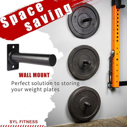 SYL Fitness Wall Mounted Weight Plate Holder, Wall Weight Storage Rack Available in 1" and 2"