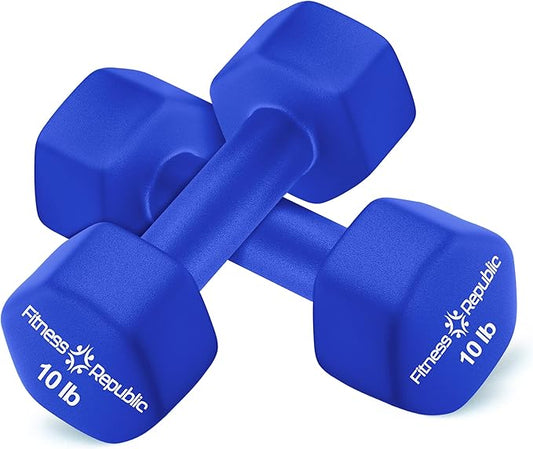 Neoprene Dumbbell Set of 2, Non-Slip, Hex Shape, Free Weights Set for Muscle Toning, Strength Building, Weight Loss - Portable Weights for Home Gym Hand Weight