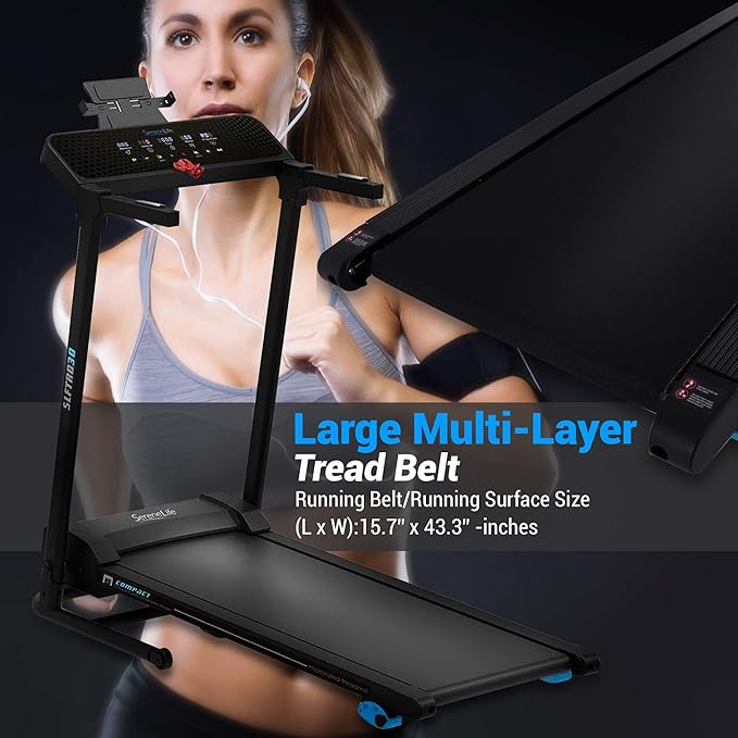 SereneLife Smart Electric Folding Treadmill – Easy Assembly 12 Preset