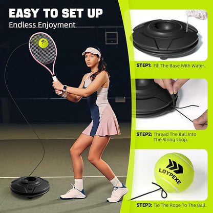 Tennis Practice Rebounder Tennis Trainer Set with String Solo Tennis Trainer Practice Equipment 3 Replacement Rebound Balls Portable Tennis Practice Equipment for Adults Kids