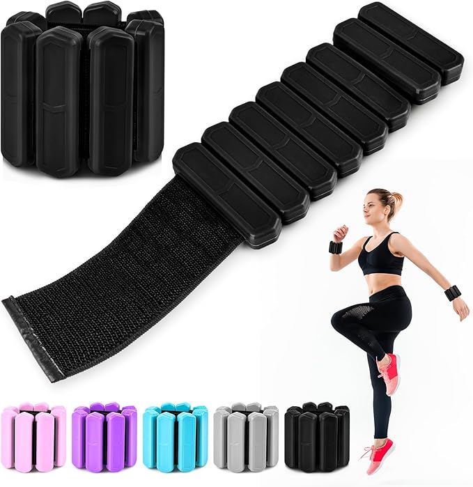 Wrist & Ankle Weights for Women Men, Adjustable Wrist Weighted Bracelet for Home Gym Workout, Walking, Running, Travel, Pilate, Yoga, Exercise,Strength Training. Set of 2 (1Lb Each)