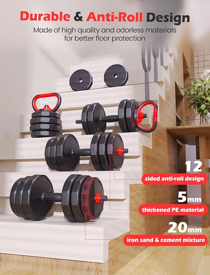 Adjustable Dumbbells Set 55/70/90lbs Free 3 in 1 Dumbbells