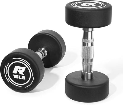 Ritfit 5-250 LBS PVC Encased Round Dumbbell sets with Knurled Handle and Optional Rack, Strength Training Equipment for Home Gym