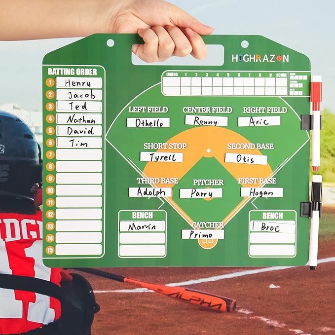 Magnetic Baseball Coach Clipboard, Dry Erase Coach Lineup Board, Premium Tactical Baseball Coaching Board with 40 Lineup Cards and Marker, Dugout Display Softball Coaching Accessories